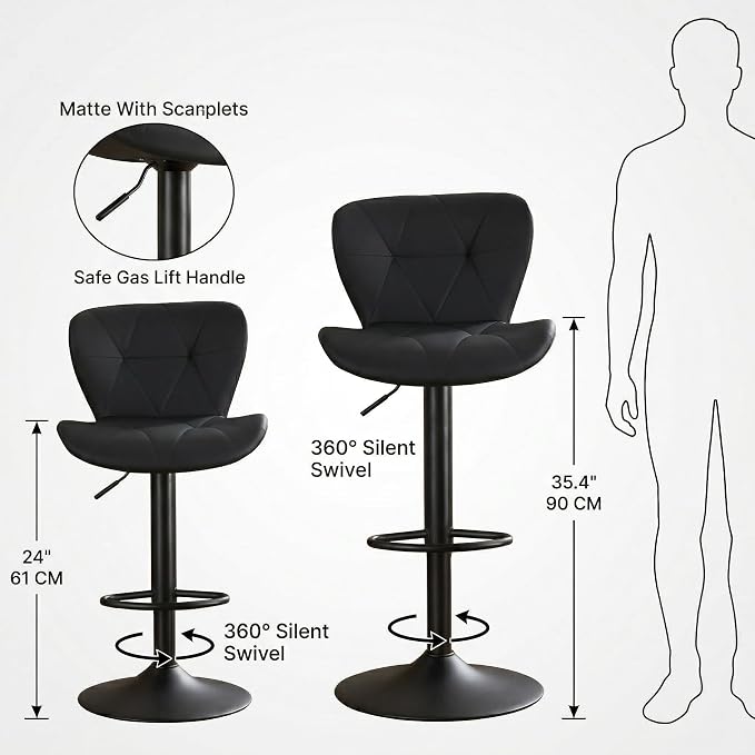 Set de 4 butacas ajustables para barra de cocina negras miniatura 7