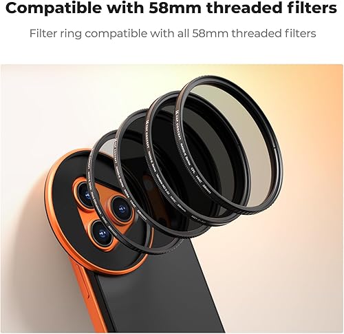 Miniatura 6 de K&F CONCEPT Adaptador de montaje de filtro magnético de doble cara con filtro CPL de 2.283 in, compatible con iPhone 17 Pro y filtros roscados