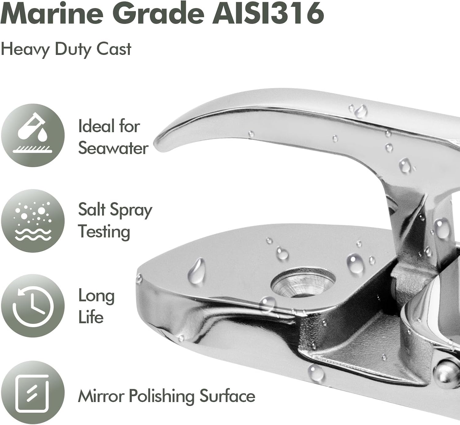 Boat Cleat,Flip-Up Folding Dock Cleat Marine Grade 316 Stainless Steel, Flush Mount Boat Yacht Deck Cleat Ideal for Docking Mooring w/Fasteners