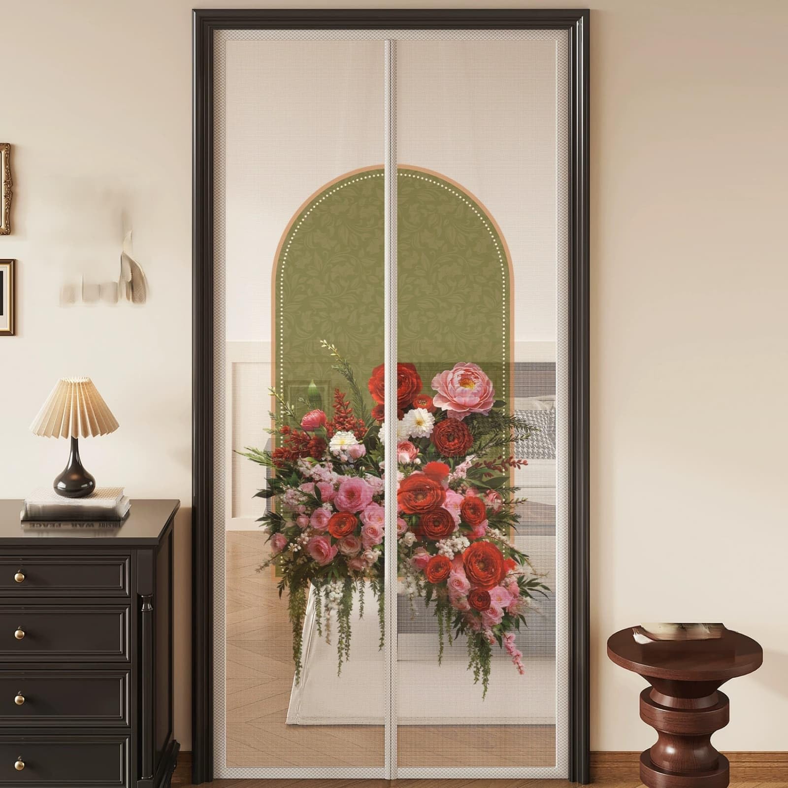Moustiquaire porte magnétique Hiseng fleur L80 x H205 cm