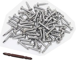 #10 x 1" (25mm) 410 Stainless Steel Self Tapping Screws Phillips Pan Head Self Drilling Screws 100 pcs