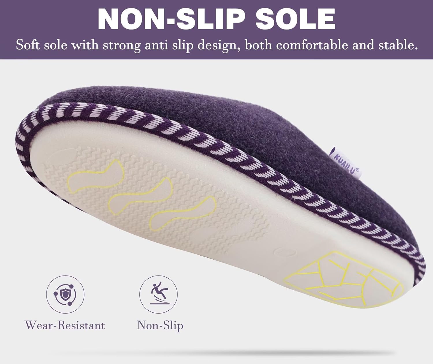 KuaiLu Womens Supportive Memory Foam Slippers Felt Fuzzy Lined Heel Cushion Lightweight House Shoes for Indoor Outdoor - Image 7