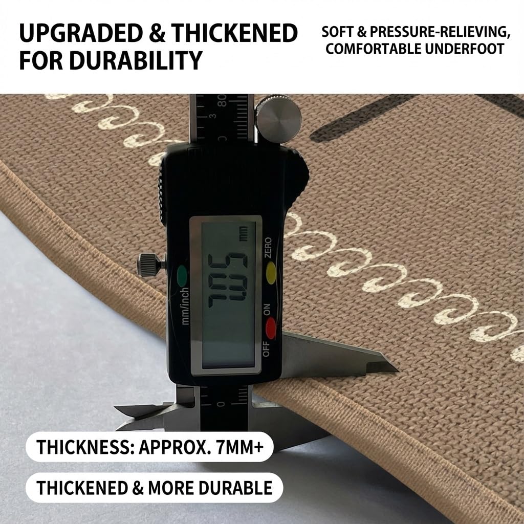 Générique Tapis de Cuisine rembourré Anti-Fatigue, Tapis de Cuisine tissé antidérapant, Tapis de Confort imperméable et Facile à Nettoyer for Sol, évier et Bureau Debout(Brown kitchenware,45x120cm)
