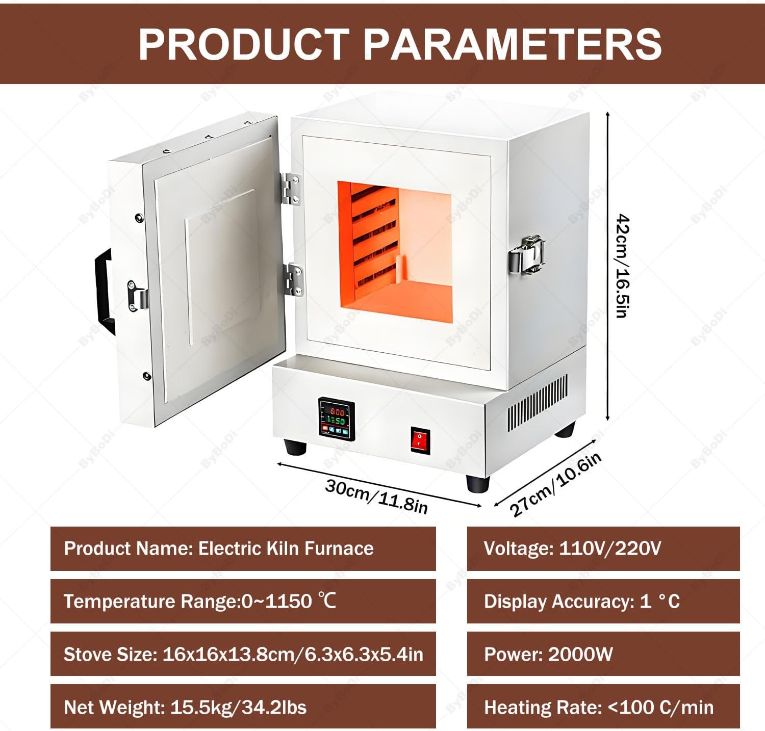 2000w Electric Burnout Oven Kiln,Digital Control Jewelry Casting Burnout Furnace,Maximum Temperature 2102℉,4-Sided Heating Melting Oven,for Laboratory, Jewelry Studio, Metalworking, Plaster