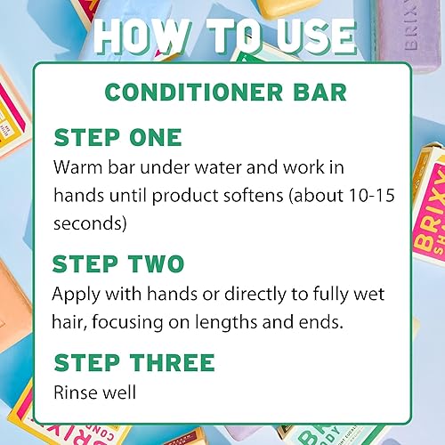 Miniatura 6 de BRIXY Barra acondicionadora para hidratación y suavidad, todo tipo de cabello, pH equilibrado y seguro para cabello teñido, sostenible, vegano, sin