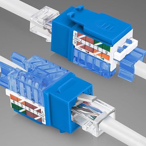 Miniatura 146 de Everest - Paquete de 50 conectores Keystone RJ45 Cat6 en ángulo de 45°, color blanco, conectores RJ45 hembra de perfil delgado, conector Keystone