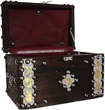 صندوق مجوهرات خشبي مزخرف مطلي بالمعدن مقاس 27×17×18 سم، بني وذهبي