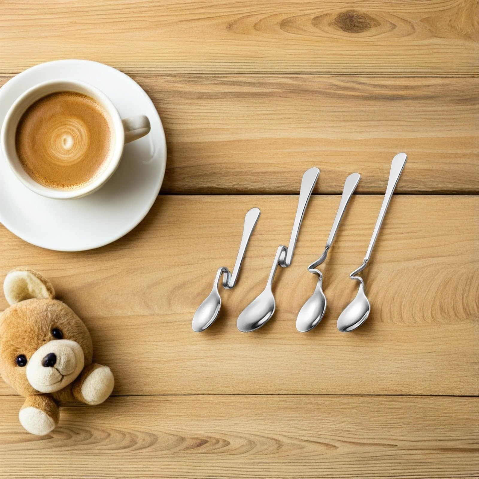 Edelstahllöffel, Kaffeelöffel, Rührlöffel, Dessert | Tee und Espresso, Glatte Kanten, 4 Stück im Paket, für Küche und Tisch