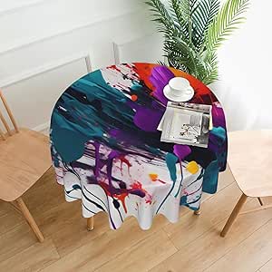 Amazon.com: YQxwJL Paint Splatter Print Round Tablecloth Water ...