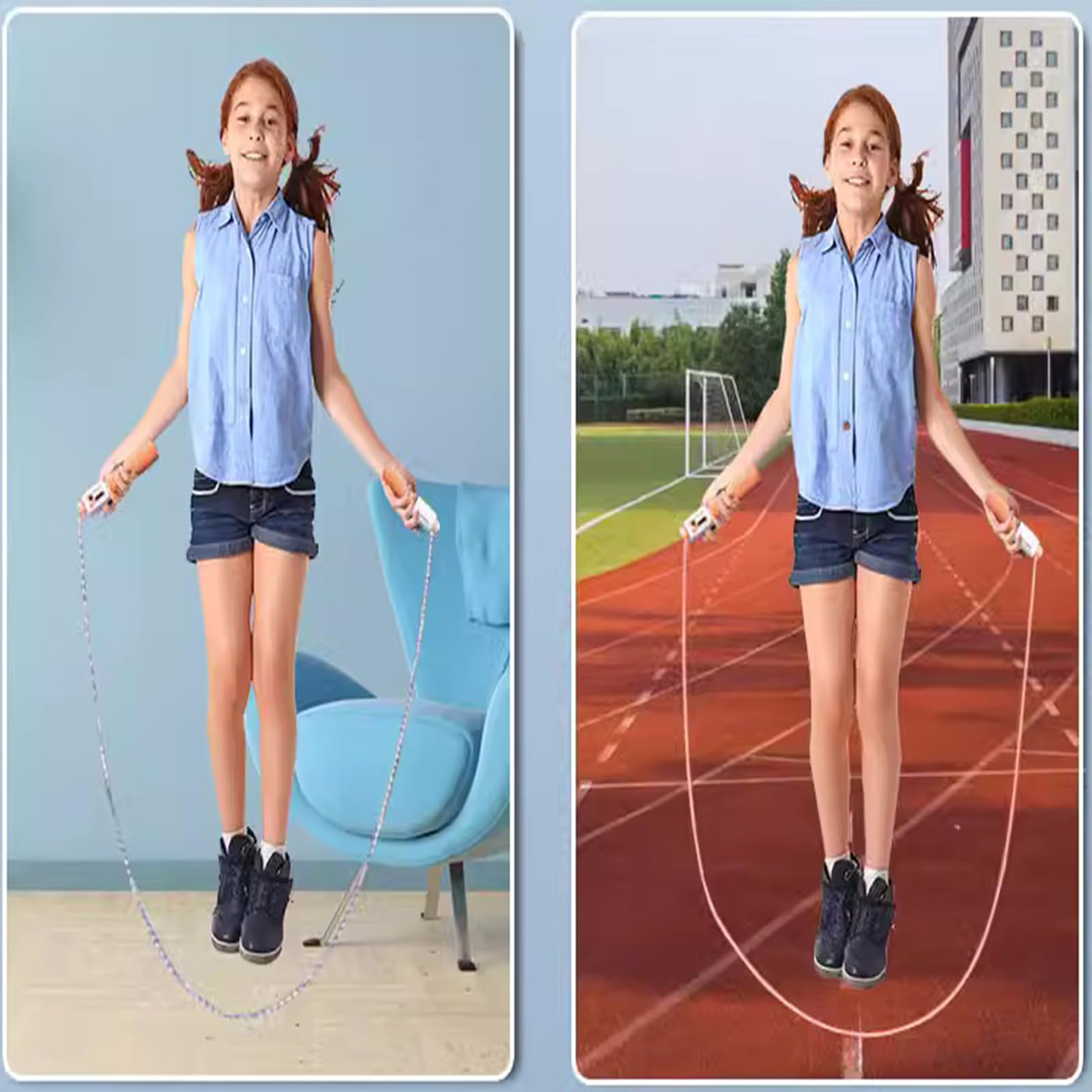 GZBABY Jump Rope Mechanical Counting Skipping Rope, Adjustable Jump Rope for Men Women Kids (Orange)