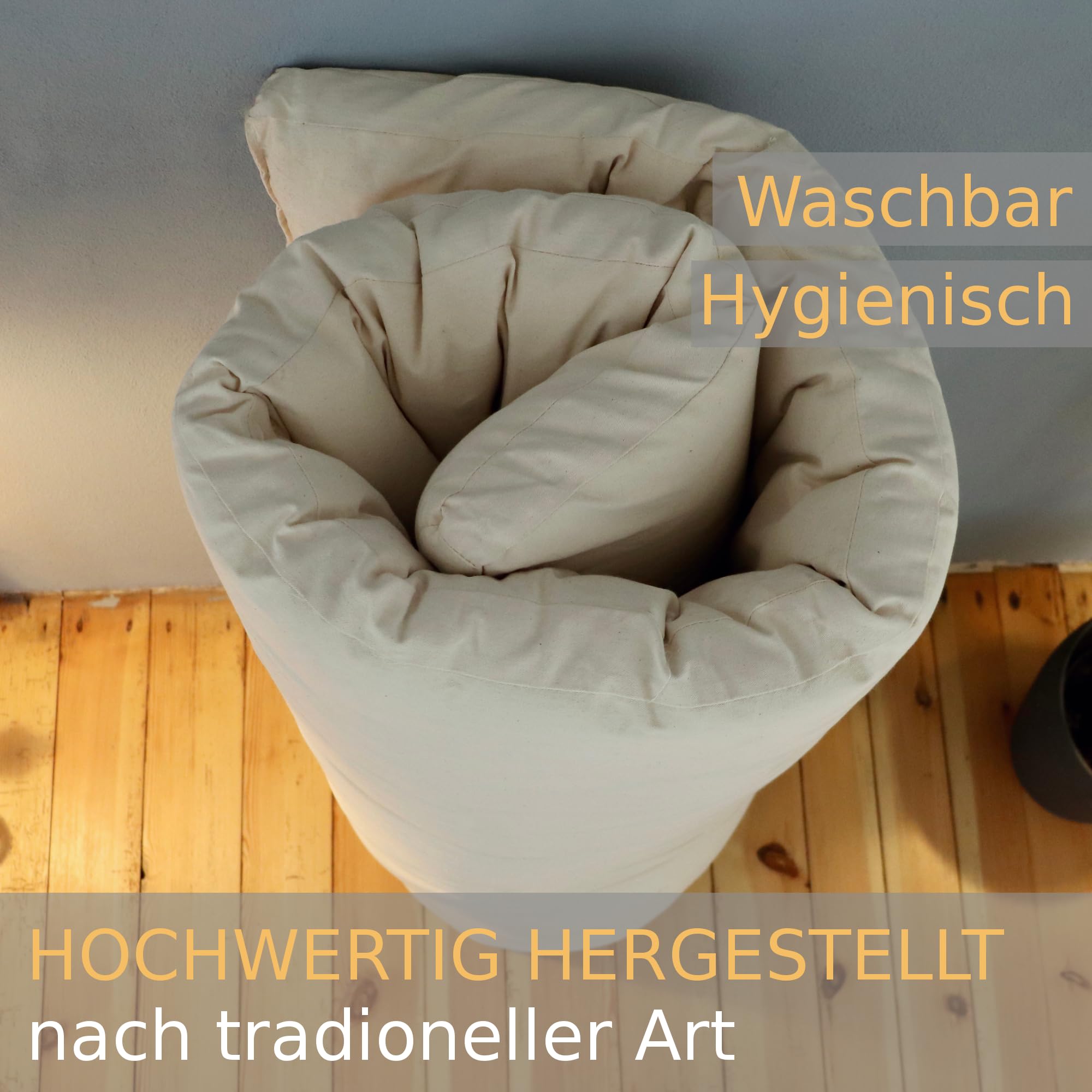 SHIATSU Premium Futon-Matratze Schurwolle, aufrollbare Futonmatratze Roll Bodenmatratze, Rollmatratze Faltmatratze Klappmatratze Gästematratze Boden Gästebett, Sleeping Mattress Tatami Bett (100cm)