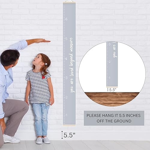 Miniatura 7 de Morxy Tabla de crecimiento de lona para niños, decoración de pared unisex para habitación de niños, tabla de medición de altura, cinta de pared con
