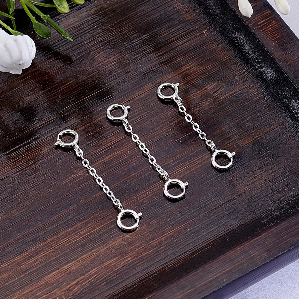 Beebeecraft 3 pz. Estensione per Collana con Doppia Chiusura 925 Chiusure Rimovibili per Braccialetti in Argento Sterling da 1.2 Pollici per Cavigliere Forniture per La Creazione di Gioielli