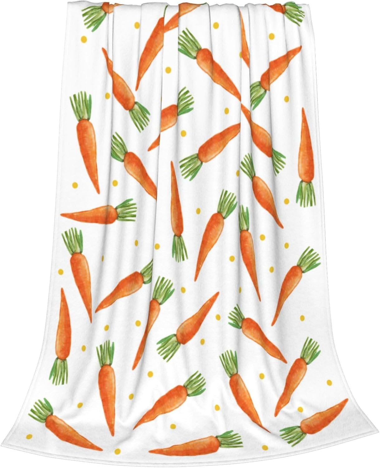 Easter Cartoon Carrots Throw Blanket, Polka Dots Super Soft Cozy Blanket, Warm Lightweight Anti Pilling Flannel Blanket for Sofa Couch Chair Bed 30" x 40"