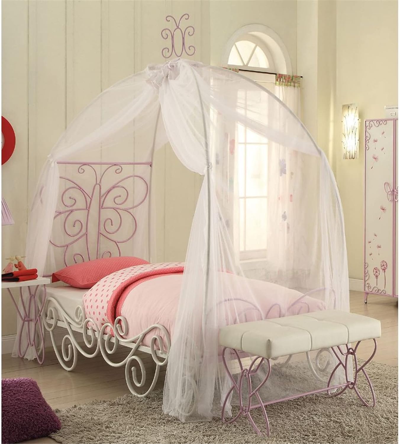 Butterfly Bedroom Furniture Sets, Dressing Table and Stool with Mirror, Wardrobe Bench, Double Bed Frame, Clothes Organizer for Home Bedroom (White Vanity Set &