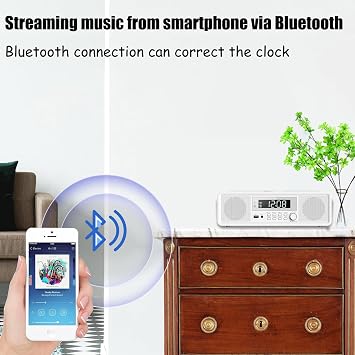 Compact Micro Home CD Stereo System, CD Player with Bluetooth, FM Radio, Aux-in, USB-MP3 Playback, Digital Clock, CD Players for Home (White)