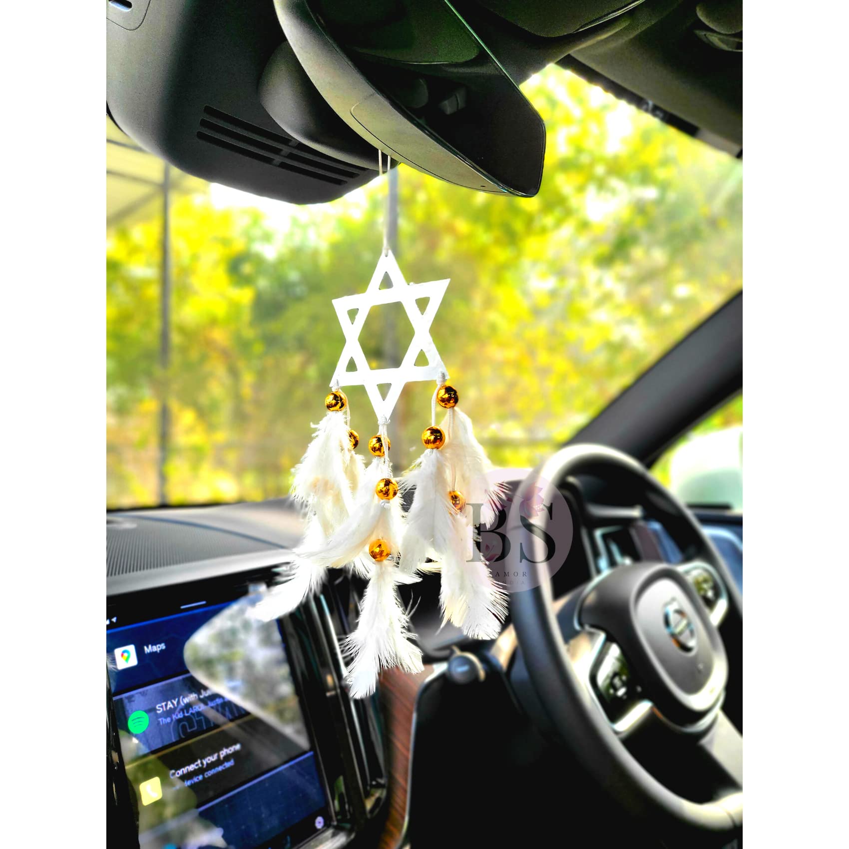 BS AMOR Dream Catcher Car Hanging White Star Colour Car Hanging ~ Handmade Hanging Wall Hangings, Garden, Car, Outdoor, Bedroom Pack of 1-image-27