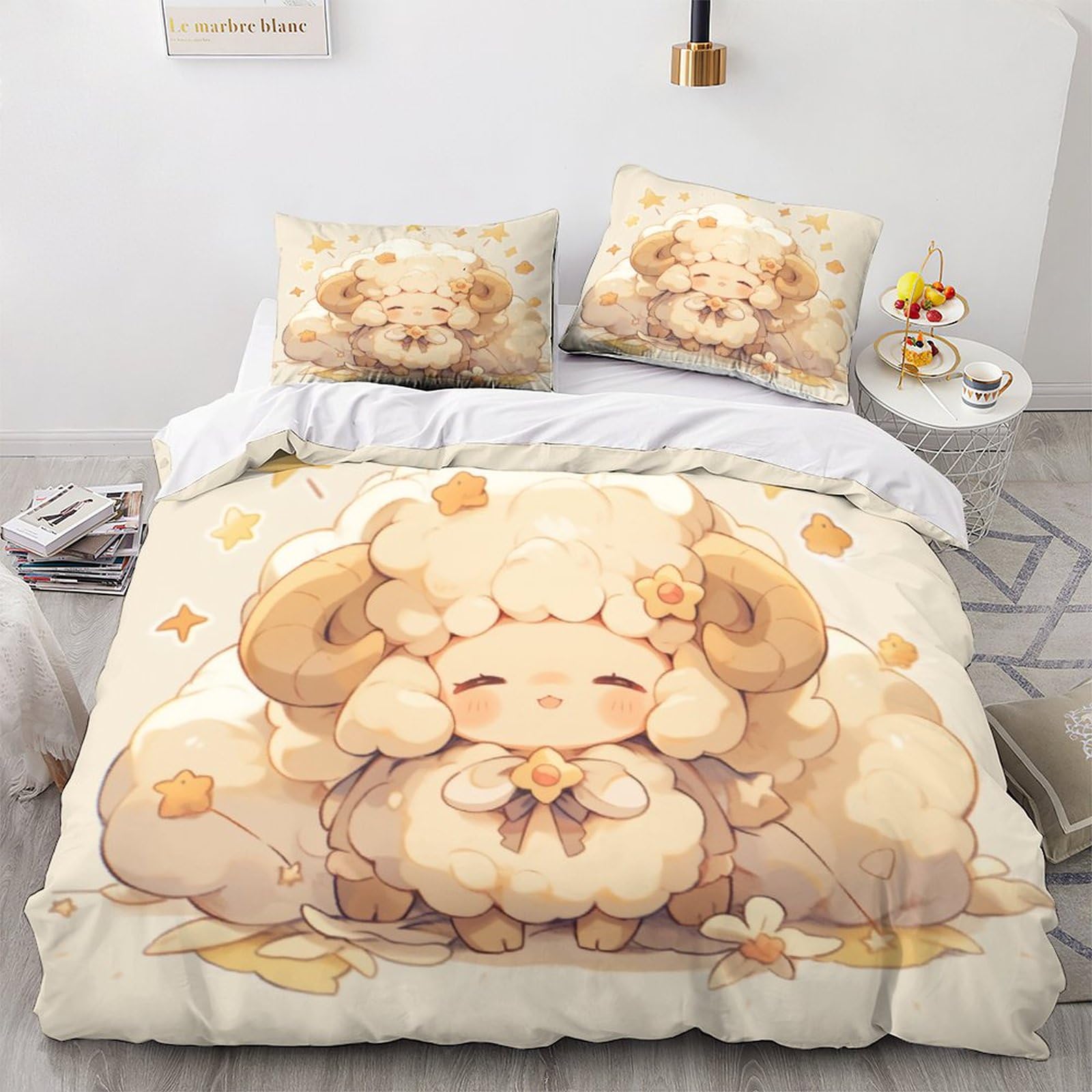 Housse de couette 3D animaux OBABO 200x200cm anti-glissement avec fermeture éclair