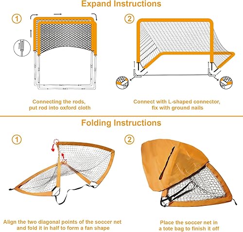 Miniatura 3 de Porterías de fútbol para patio trasero, juego de red de portería de fútbol de 4 x 3 pies, portería de fútbol para niños para equipo de entrenamiento