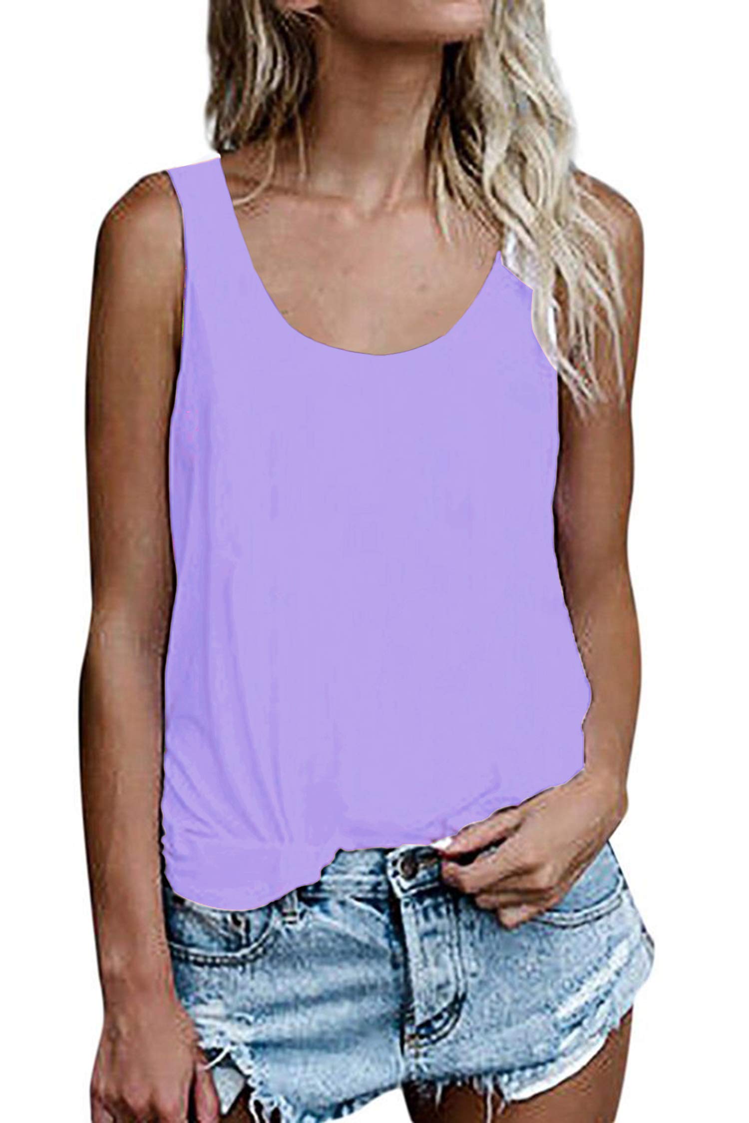 OMSJ Women Shirts Sleeveless Summer Tunic Loose Fit Tank Tops