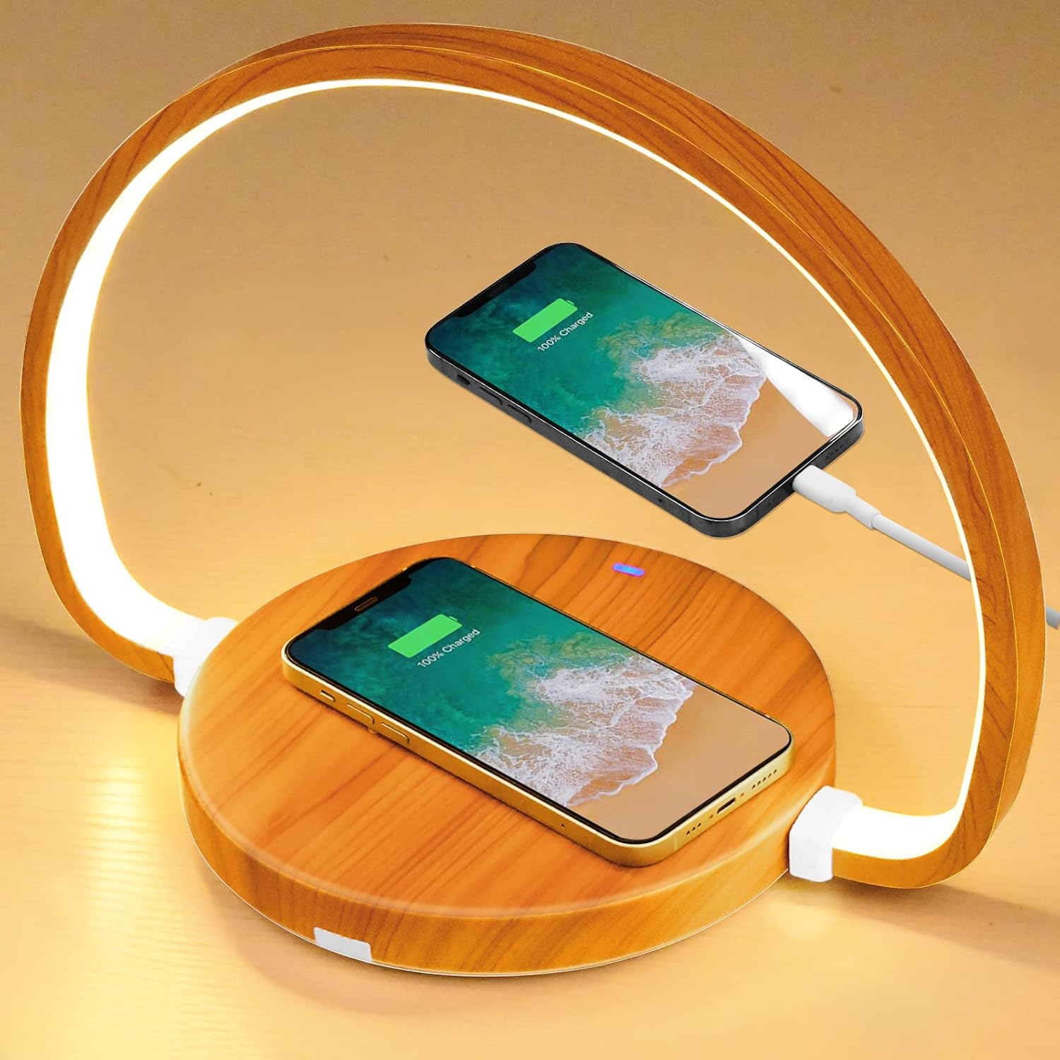 Bedside Lamp with Wireless Charger,Bedroom Lamp with USB Port
