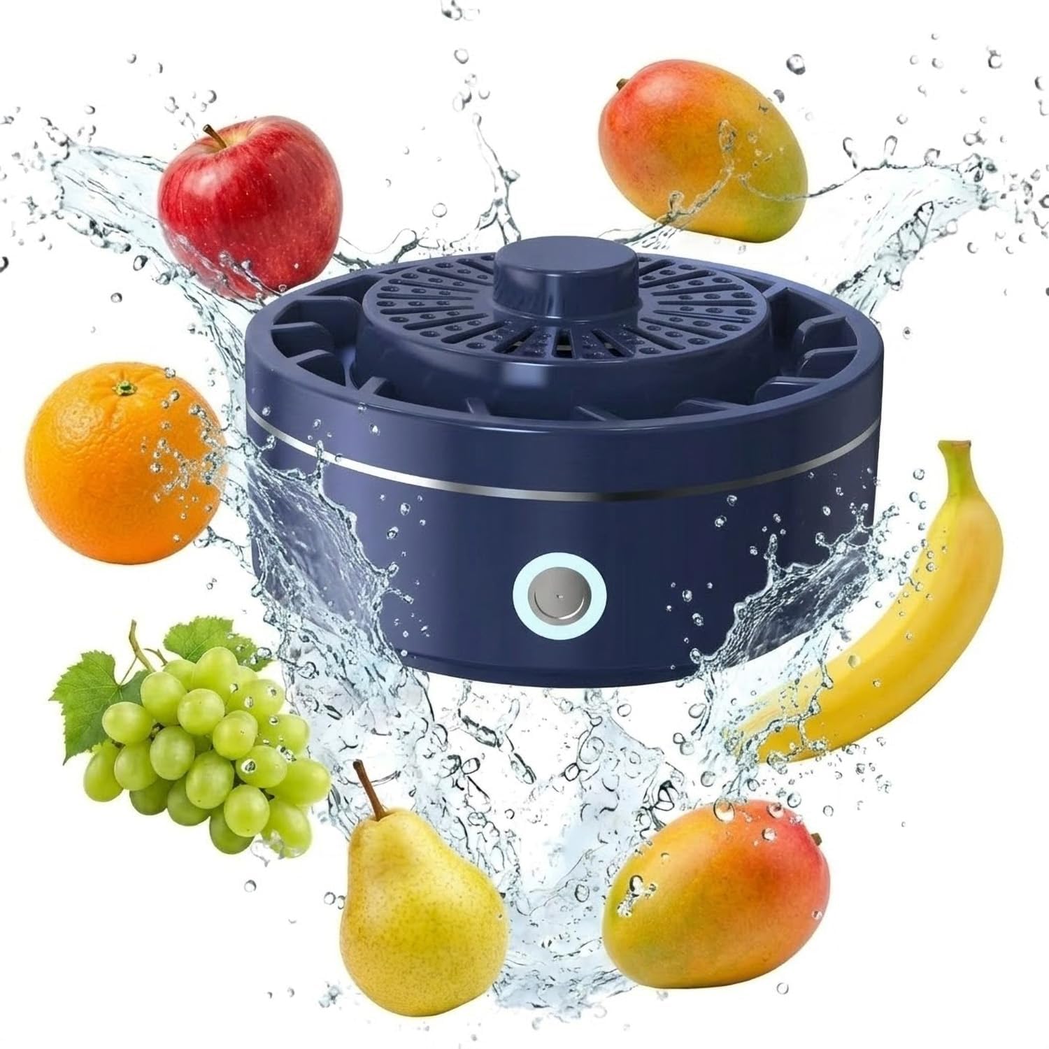 Fruit and Vegetable Washing Machine, Portable Water-Activated Produce Purifier, Deep Vortex Rotating Flow for Fruit, Meat, Seafood (Blue)