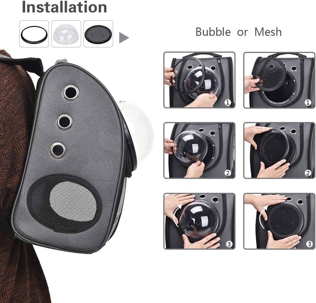 MASVIS Cat Backpack Carrier Cat Bubbles Cat Supplies Airline Approved for Petite Dogs- Black