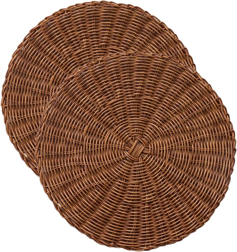 CALLARON 15 Inch Round Woven Placemat Set of 2 Anti-Slip Heat-Resistant Dining Mats Wear-Resistant Decorative Table Mats for Home Kitchen Spill Proof Place Mats for Family Meals
