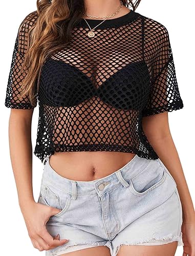 Sheer Fishnet Crop Top