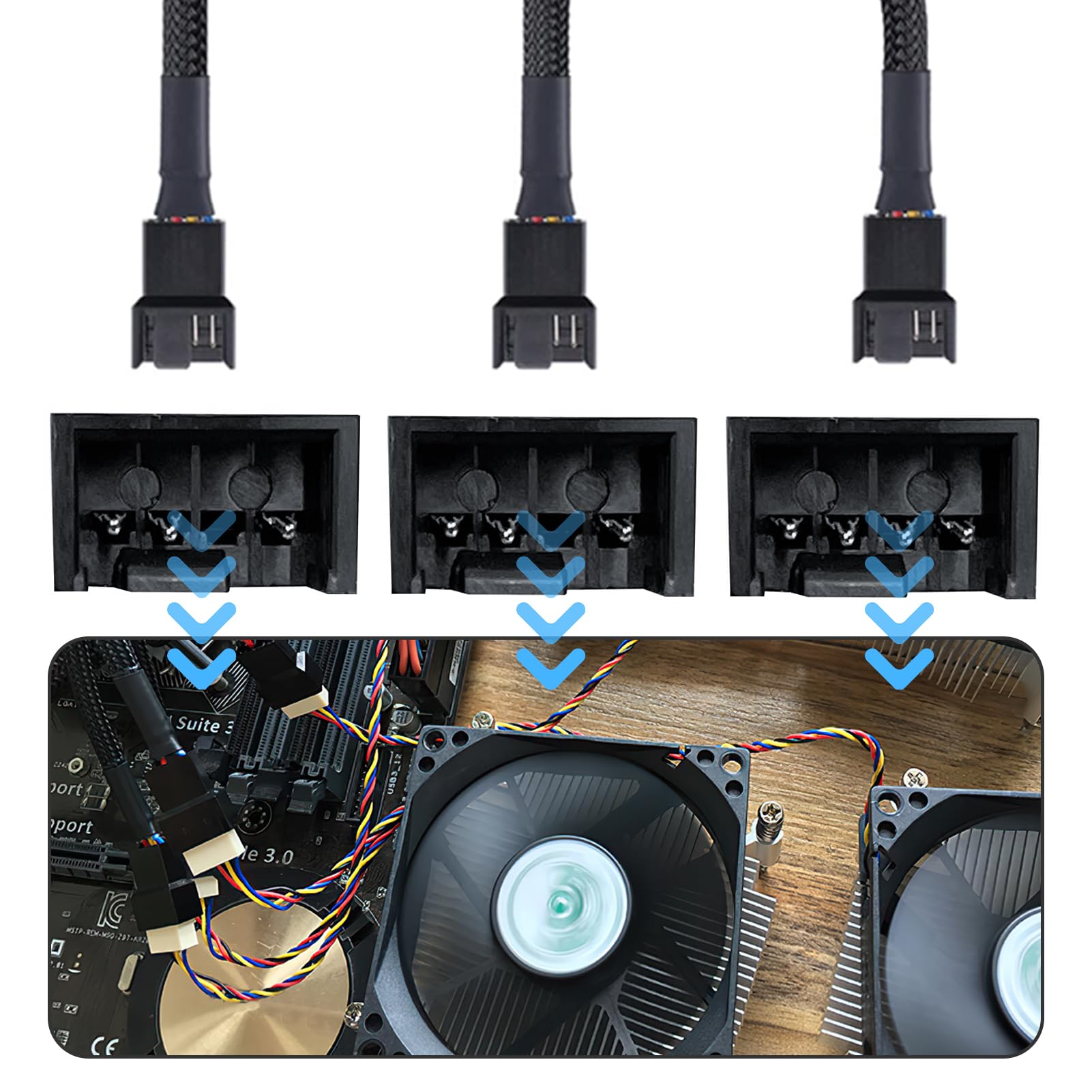 Cavo Adattatore Splitter Per Ventole PC Da 15 Pin SATA A 1 O 2 Connettori 3 Pin / 4 Pin