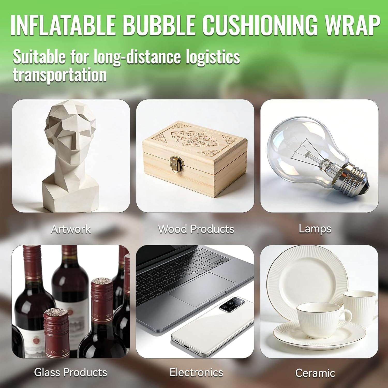 Inflatable Air Pillows for Shipping – Large Bubble Cushion Wrap, Heavy Duty Packing Materials for Moving & Protecting Fragile Items Like Bottles (11.8″x164′)