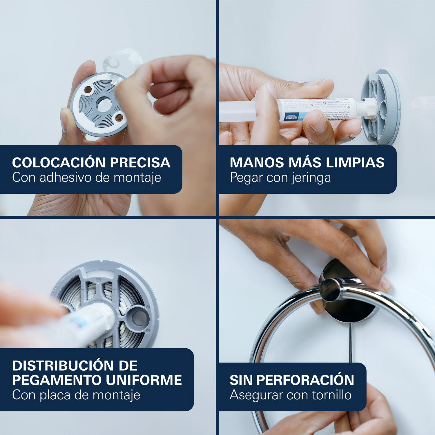 GROHE Start Cube QuickFix - Colgador de baño individual, cromo, para pegar (pegamento QuickGlue A1) o atornillar, ref. 40961000