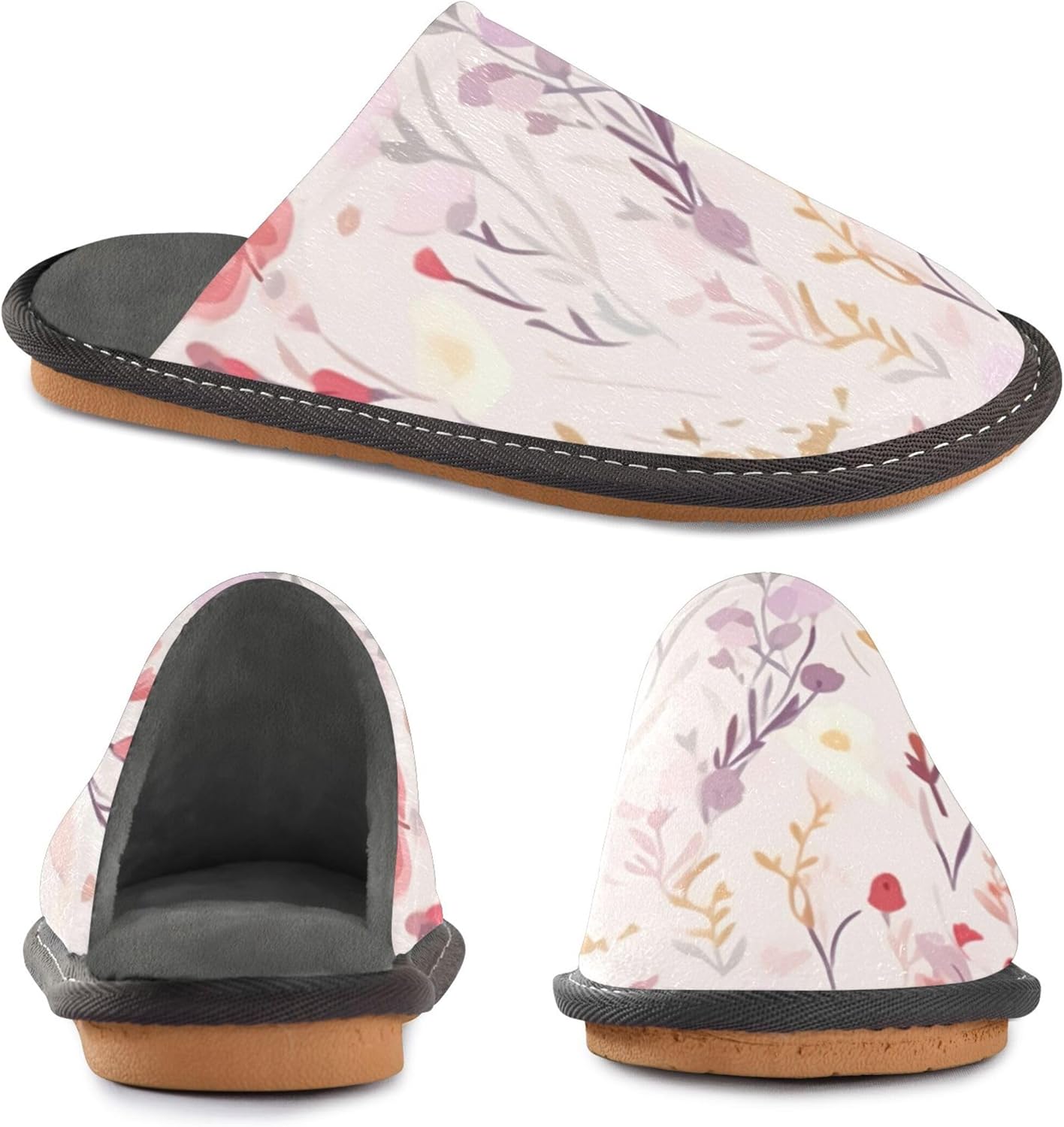 Flower House Slippers – Cozy Fuzzy Slippers for Guests, Washable & Disposable, Perfect for Shoeless Home, Spa & Hotel Use A111170