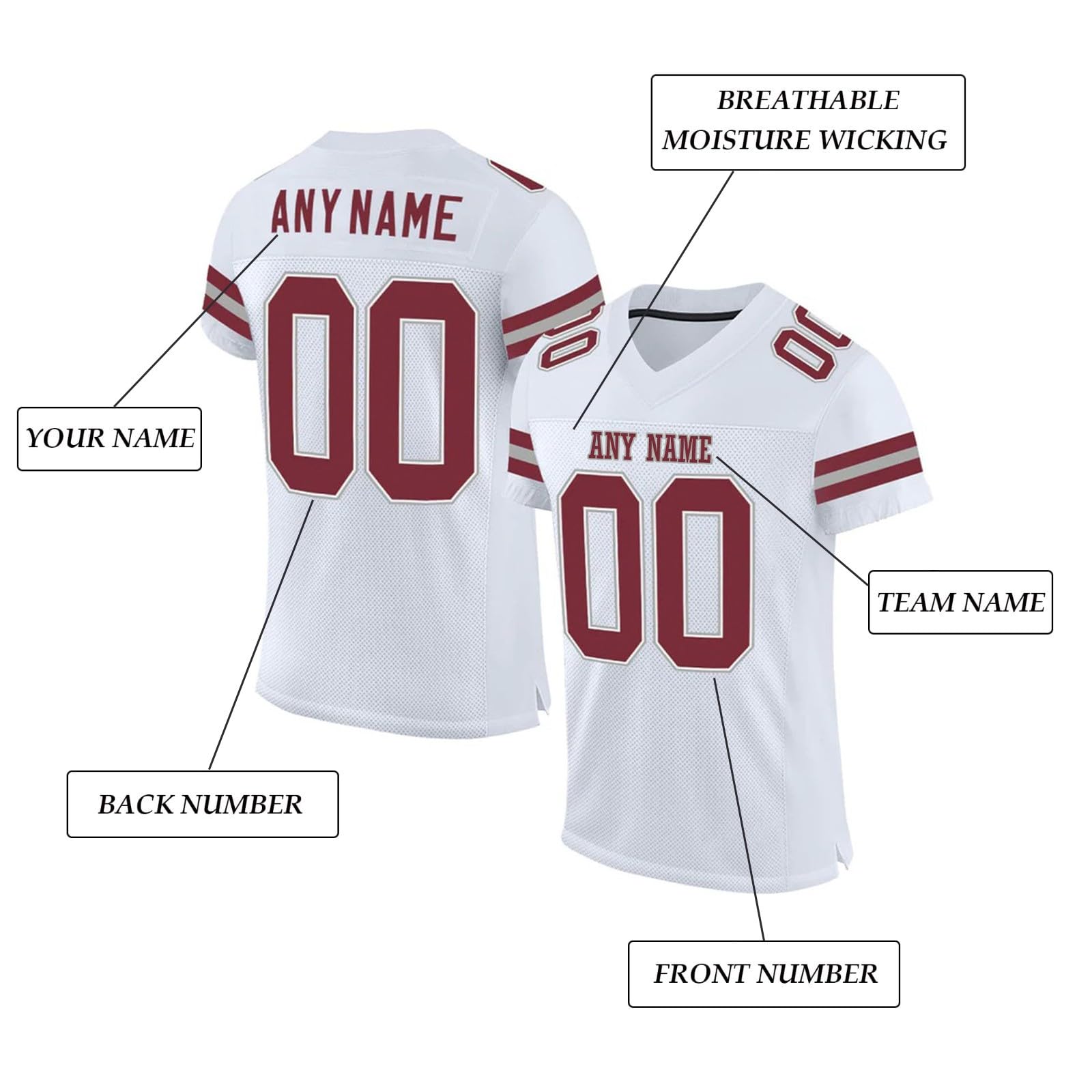 Maglietta T-Shirt Uomo/Donna/Bambino Sportiva Personalizzata con Nome Numero, Maglia da Football Americano Personalizzata