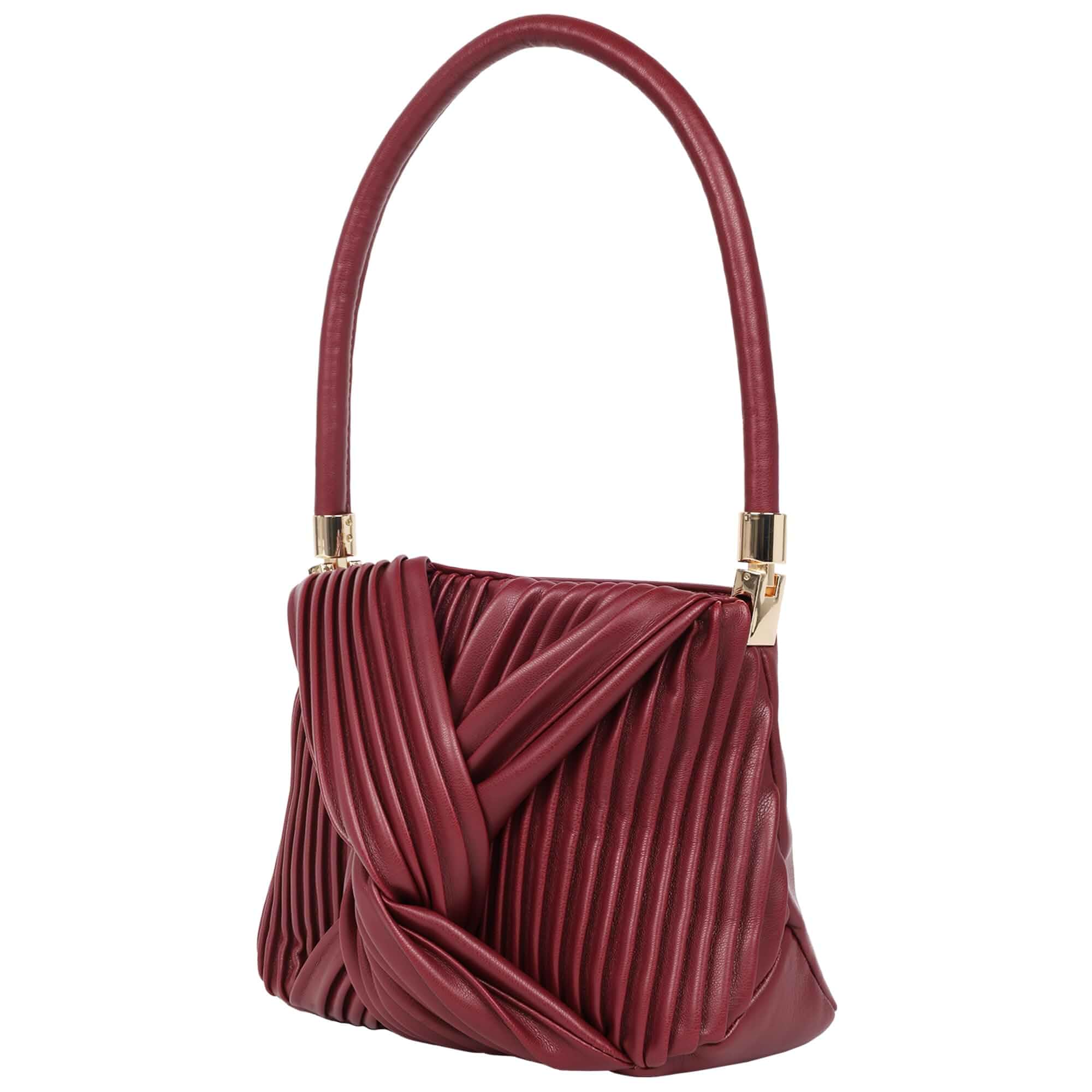 Concept One Unisex Jason Wu Pleated Knot Box Handle Handbag, Structured Top Handle Purse, Sculptural Knot Accent