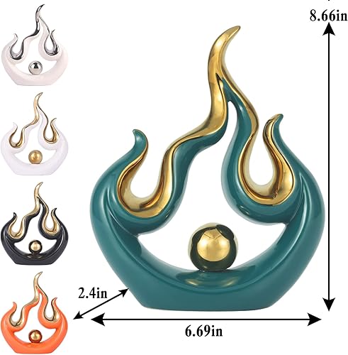 Miniatura 2 de XIYOUQI Acentos de decoración del hogar, arte moderno, estatua de cerámica, escultura de llamas abstractas, decoración de mesa para comedor, sala de
