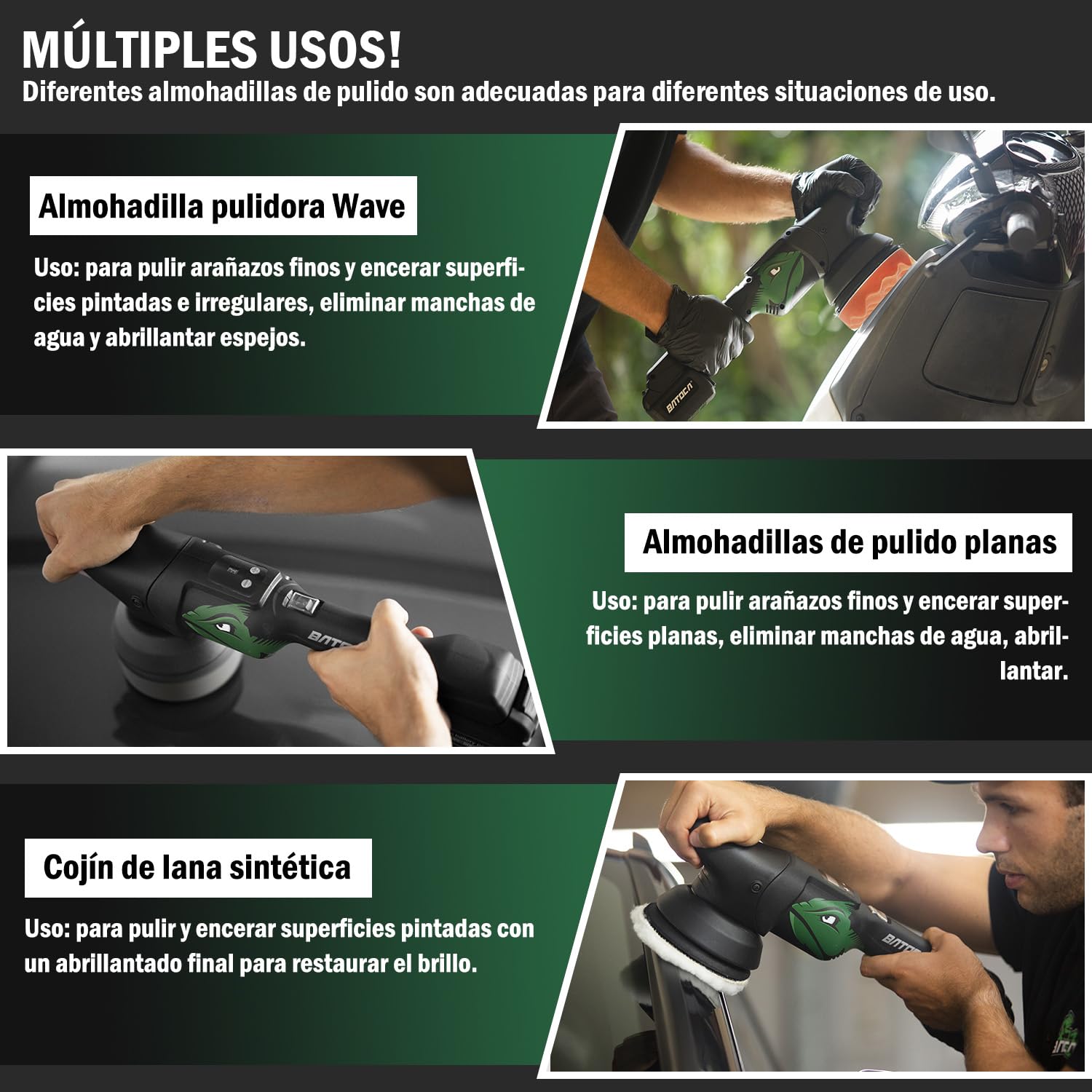 BATOCA Akku Exzenter Poliermaschine, 21V Auto Poliermaschine,Akku-Puffer/Kabellos Polier Maschine mit 125mm Polierschwamm/Pad,Wollscheibe,Schleifmaschine Poliermaschine von Autos,Motorrädern,Booten
