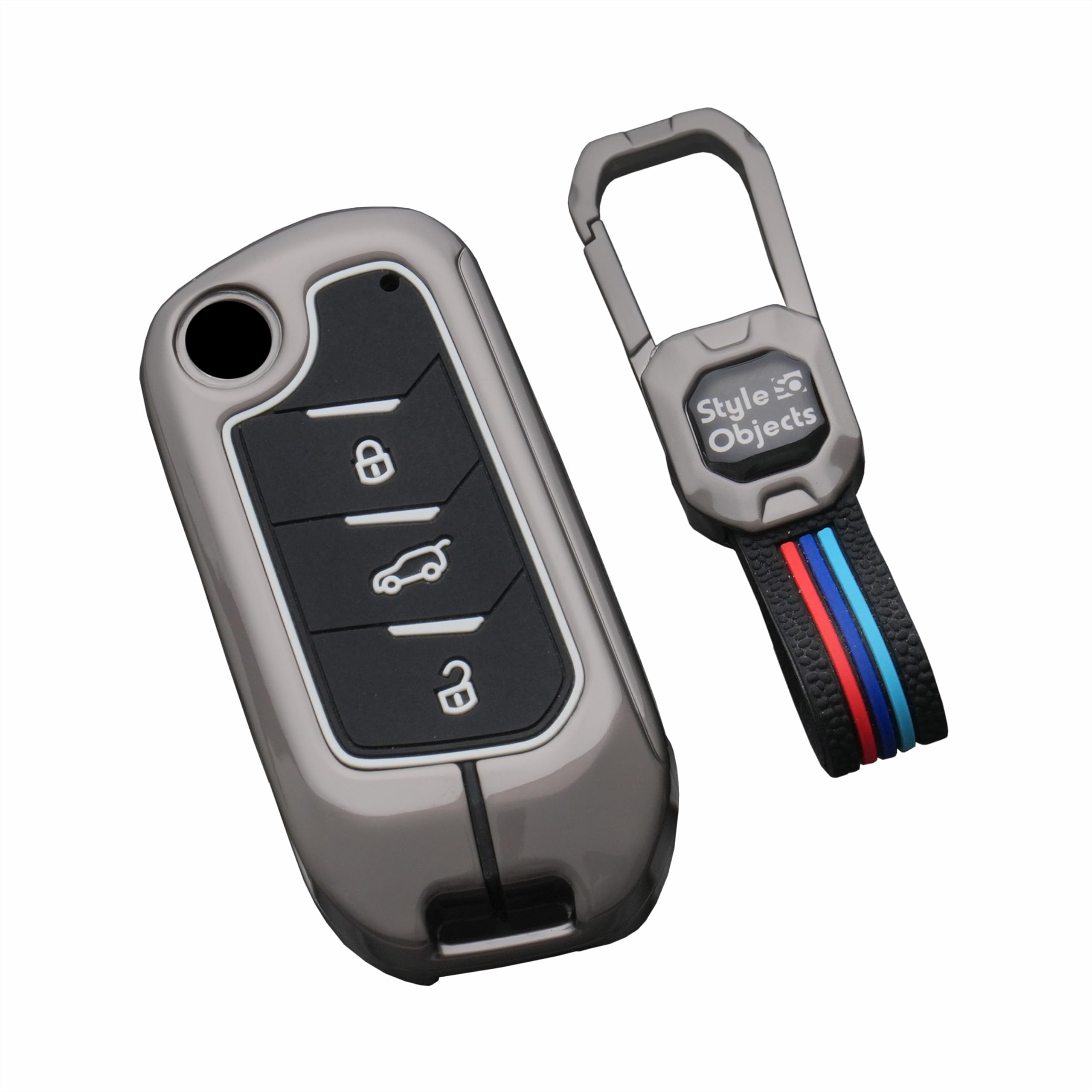STYLEOBJECTS Metal Car Key Cover Car Key Shell with Keychain Compatible With Xuv700, Scorpio-N 2023,Thar,Thar Roxx, 3Xo, Premium Waterproof with soft silicon