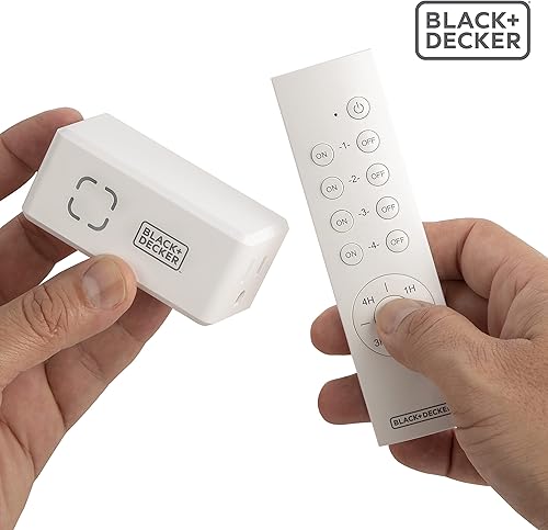 Miniatura 5 de Black+Decker Temporizadores de salida inalámbricos con control remoto, paquete de 2 tomas de tierra, 1 control remoto