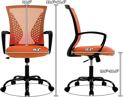 Miniatura 3 de Modern Ergonomic Office Chair - Adjustable Mesh Computer Chair with Lumbar Support & Arms, Comfortable Mid Back Swivel Chair for Home Office, 360