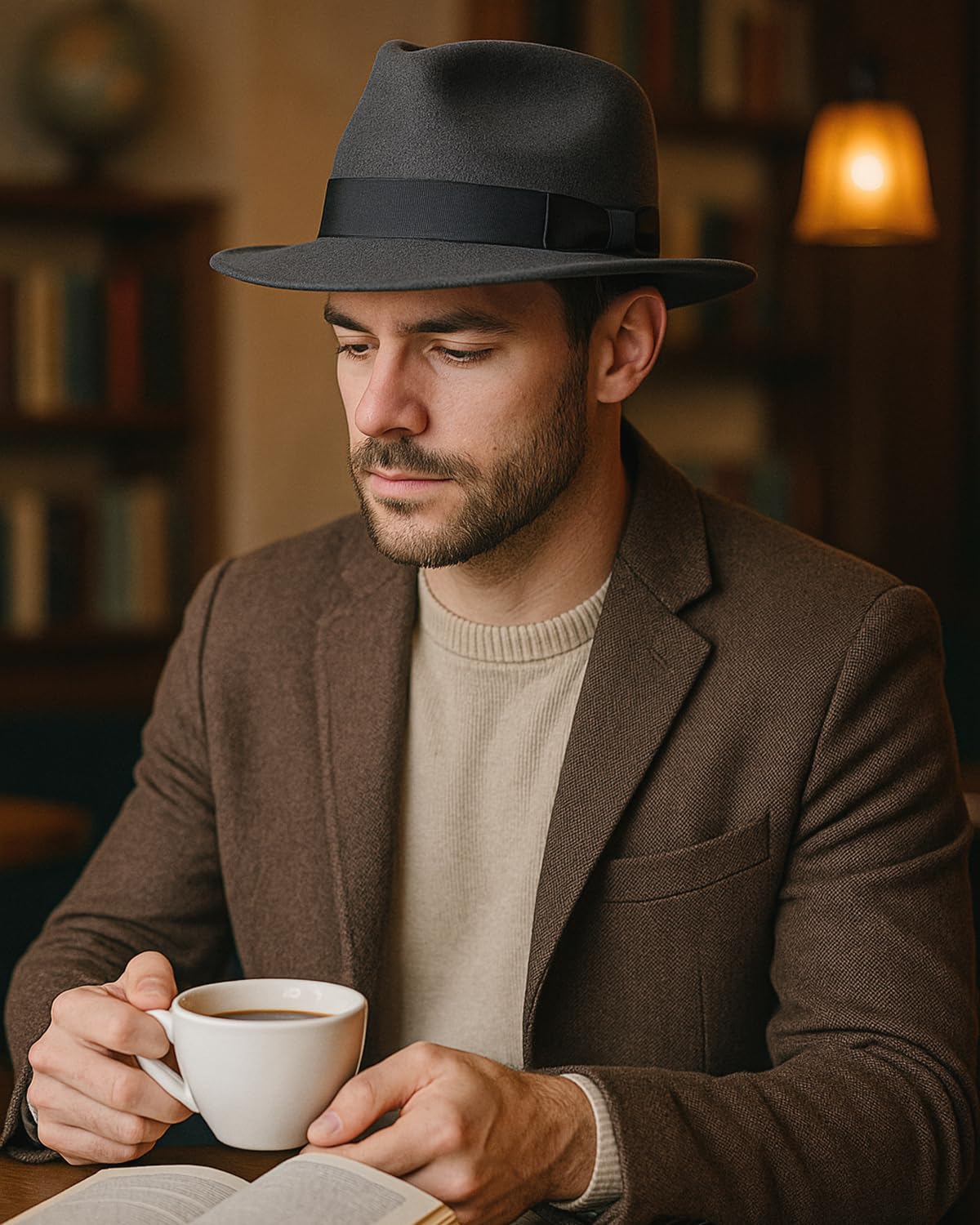 Zylioo S/M/L/XL/XXL Filzhut für Herren Damen,Fedorahut Panama Hut mit breiter Krempe,Winter Klassischer Trilby Hut