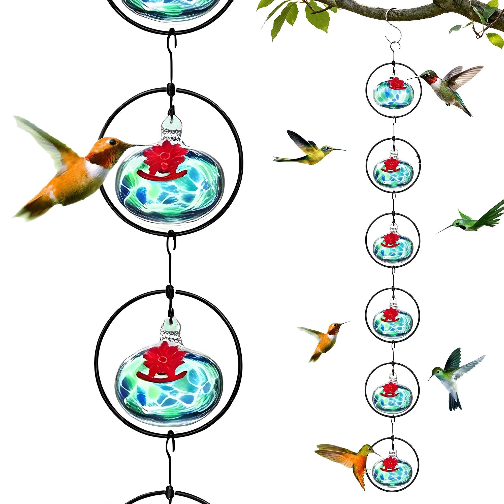 Photo 1 of QFkris 6 Pack Blown Glass Hummingbird Feeder for Outdoors Hanging, Small Hummingbird Feeder with Flower Feeding Ports for Outside Garden Backyard Decor, Gardening Gifts for Women Mom(Green)