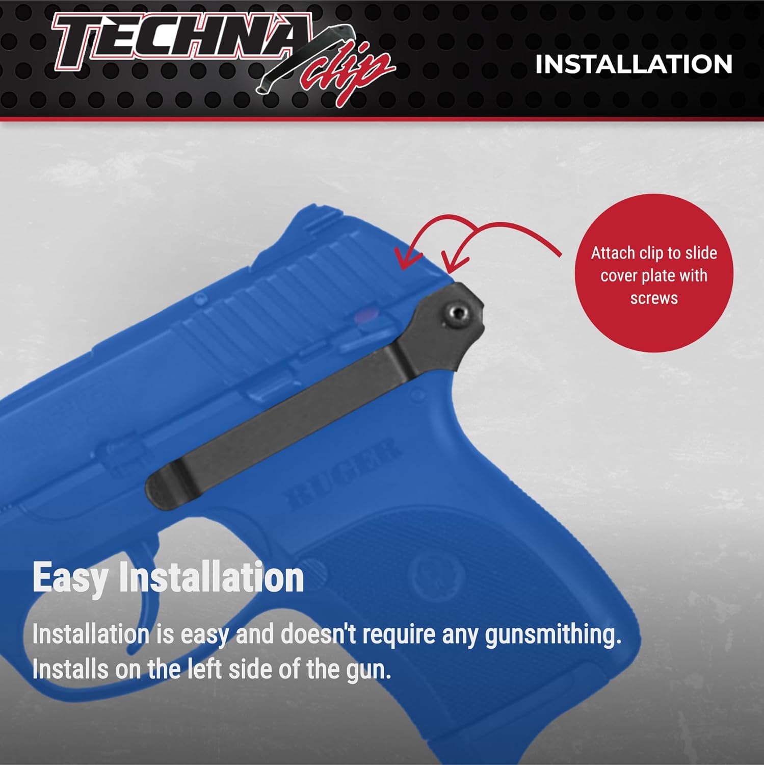 Techna Clip Concealment System for Ruger LC9 9mm Luger Pistols - Durable High-Carbon Spring Steel Gun Clip w/Teflon Coat 1500 - Left Side, Easy-to-Install Gun Holster Clip (Black)