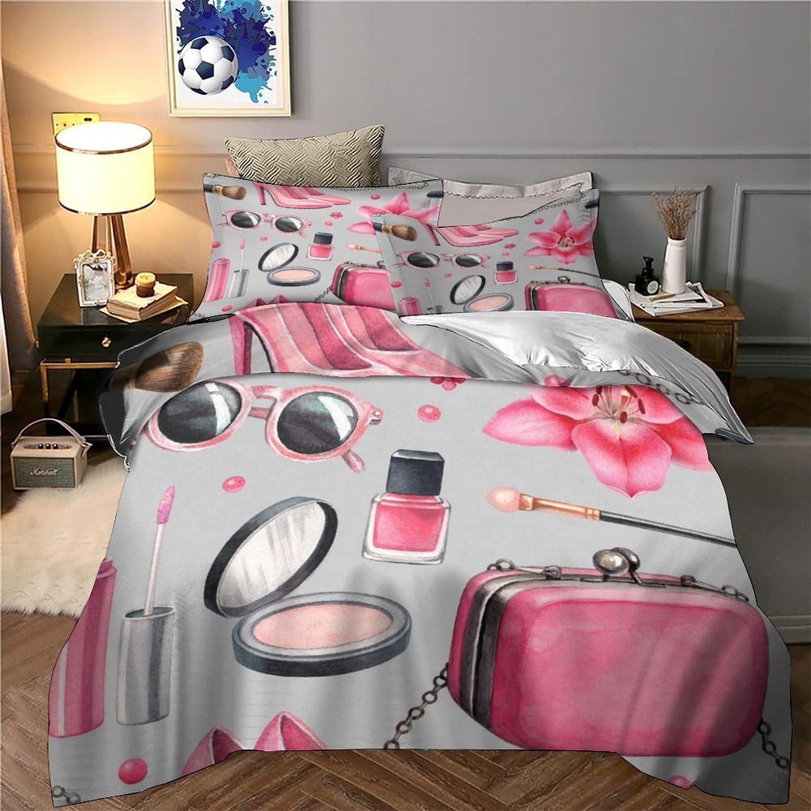 3D Printed Make-up Quilt Cover, Microfiber Komforter Bezug Verdeckter | Farbbeständig, Ganzjährig, Atmungsaktiv, Weich, Maschinenwaschbar King（220x240cm）
