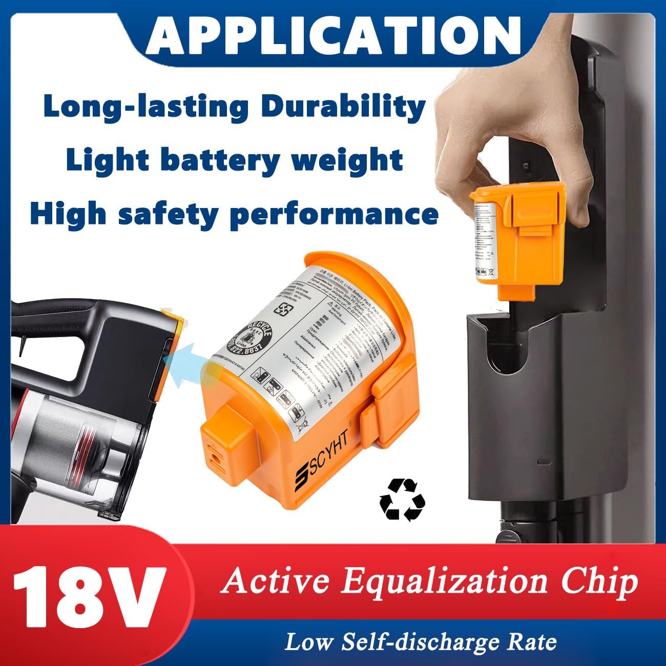Lithium Battery 18V 2Ah Replacement Battery 2Ah Lithium Ion Batteries 18V Vacuum Batteries for VS8400 VS86 for Max 36W Motors with BMS,18v2ah 4pack