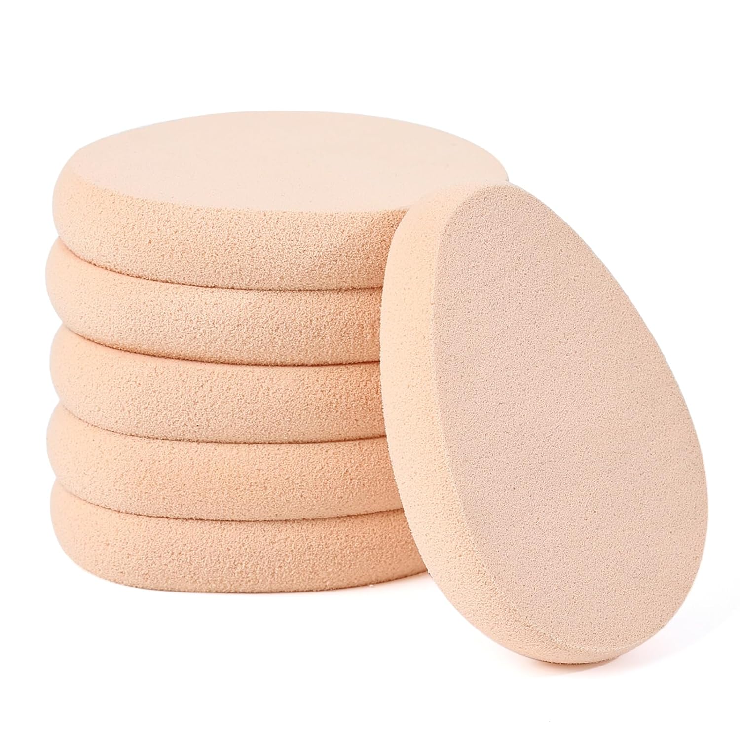 6 PCS Flat Makeup Sponges for Foundation, Beige Foundation S...