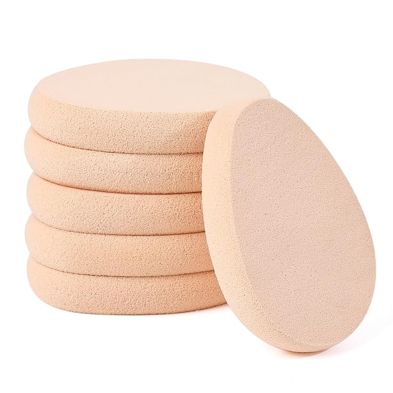 Clofiak Esponjas achatadas para maquiagem, formato oval, 6 unidades