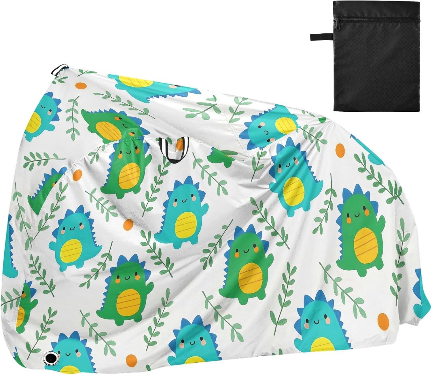 ALAZA Cute Dinosaurs Dino Cartoon Bike Cover Waterproof Outdoor Ebike Bicycle Covers Tarp Protection for 1/2 Bikes, Sun UV Dust Wind Proof