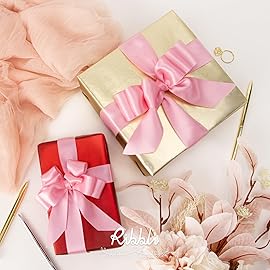 Ribbli Pink Double Faced Satin Ribbon,1-1/2 x Continuous 25 Yards,Use for Bows Bouquet,Gift Wrapping,Baby Shower,Floral Arrangement