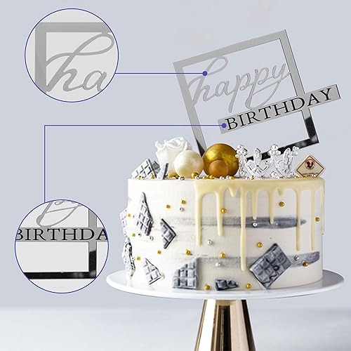 Miniatura 4 de 40 adornos acrílicos para tartas de cumpleaños con 10 estilos, 4 colores para fiestas de cumpleaños, pasteles, postres, pasteles